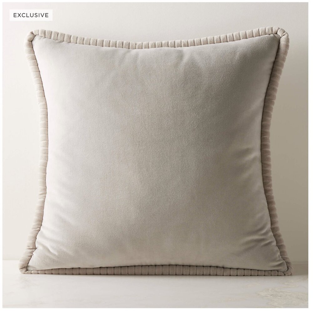 CB2 Brye Grey Velvet Throw Pillow Cover 26"x26"